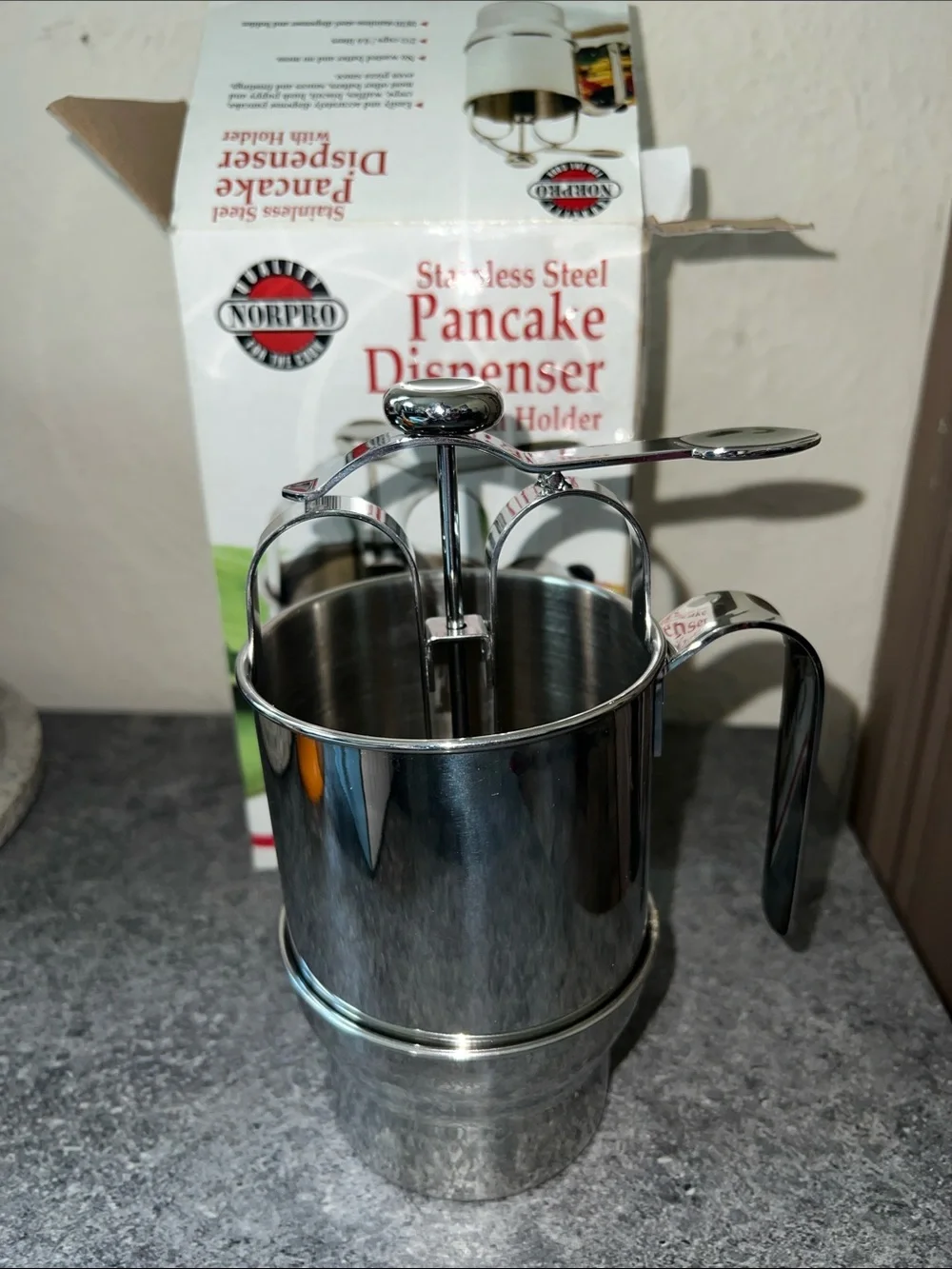 Norpro stainless steel pancake dispenser with nib 3170